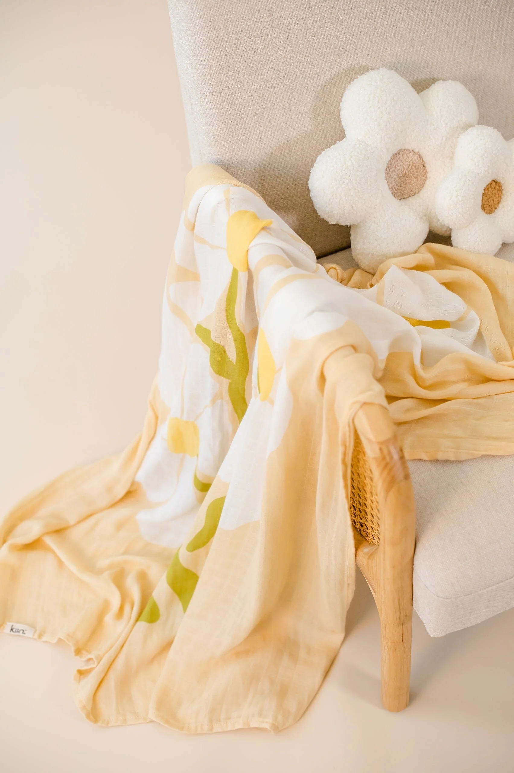 Organic Muslin Swaddle - Fleur Warm Oat (Limited Edition) - Image 11